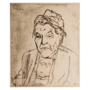 Rudi Lesser's drypoint etching of grandmother Bianca Lesser of 1930.