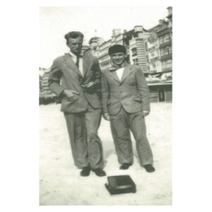 Black and white photo of Rudi Lesser (right) and Felix Nussbaum (left), 1936. Photo: Gudrun Lesser.