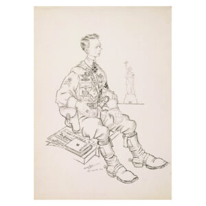 Szyk's Sein Kampf, a caricature of Charles Lindbergh (New York, 1941). Graphite, ink on paper.