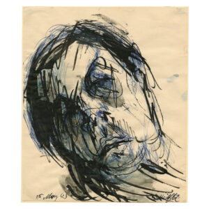 Samson Schames, Self-Portrait, 15 May 1963. Pen and ink, ink washes, on paper, 9.4 x 7.9 in.