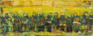 Samson Schames, Subway Riders, not dated. 19 x 36.5 in. Estate of Catherine O’Neill McCaffrey, Courtesy of James and Maureen McCaffrey