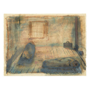 Samson Schames, Huyton Internment Camp, Sleeping Place, 1940. Watercolor, pastel and gouache on paper, 15.23 x 20.16 in.
